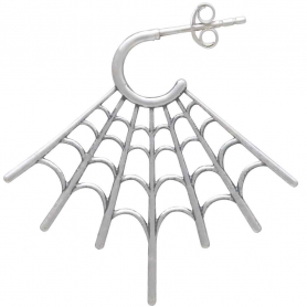 Sterling Silver Spiderweb Post Earrings Back View