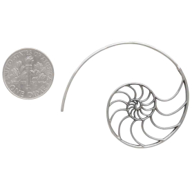 Sterling Silver Nautilus Spiral Hoop Earrings with Dime