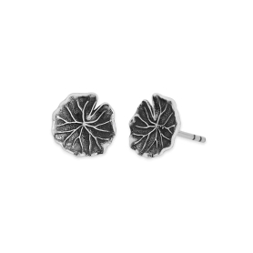 Sterling Silver Lily Pad Post Earrings 10x10mm