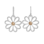 Mixed Metal Openwork Daisy Dangle Earrings 35x25mm