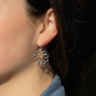 Mixed Metal Openwork Daisy Dangle Earrings on model