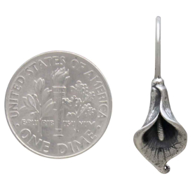 Sterling Silver Calla Lily Hook Earrings with Dime