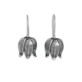 Silver Single Lily of the Valley Hook Earrings 20x10mm