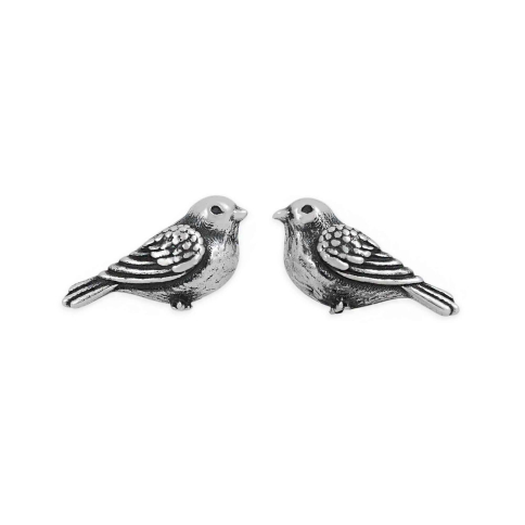 Sterling Silver Chickadee Stud Earrings 6x11mm