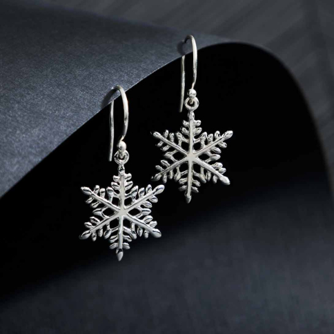 Sterling Silver Snowflake Dangle Earrings