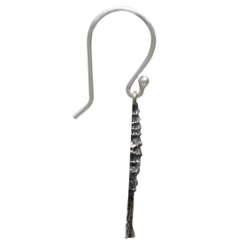 Sterling Silver Dimensional Pine Tree Dangle Earrings Side View