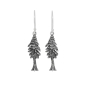 Nina Designs Sterling Silver Dimensional Pine Tree Dangle Earrings 39x9mm