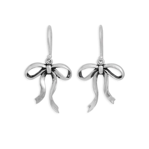 Nina Designs Sterling Silver Droopy Bow Dangle Earrings