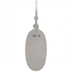 Sterling Silver Oval Pine Tree Dangle Earrings 34x10mm