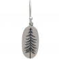 Sterling Silver Oval Pine Tree Dangle Earrings 34x10mm