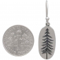 Sterling Silver Oval Pine Tree Dangle Earrings 34x10mm