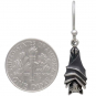 Sterling Silver Hanging Bat Dangle Earrings 29x8mm