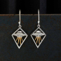 Sterling Silver UFO Dangle earrings with bronze rays