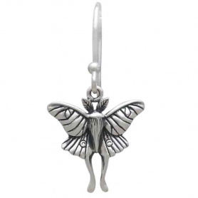 Sterling Silver Luna Moth Dangle Earrings 30x15mm