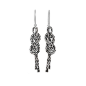 Sterling Silver Figure 8 Knot Dangle Earrings 45x8mm