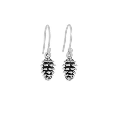 Nina Designs Sterling Silver Pinecone Dangle Earrings 26x7mm