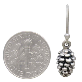 Sterling Silver Pinecone Dangle Earrings with Dime