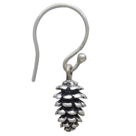 Sterling Silver Pinecone Dangle Earrings Side View