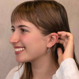 Sterling Silver Snow Capped Mountain Dangle Earrings on model