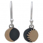 Mixed Metal Sun and Moon Dangle Earrings 22x8mm