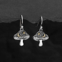 Silver Mushroom Earrings with Bronze Star and Moon 30x16mm