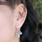 Silver Mushroom Earrings with Bronze Star and Moon 30x16mm