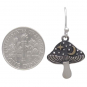 Silver Mushroom Earrings with Bronze Star and Moon 30x16mm