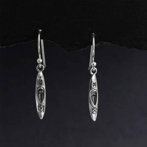 Sterling Silver Kayak Dangle Earrings 31x4mm