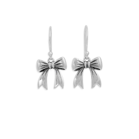 Sterling Silver Bow Dangle Earrings 25x13mm