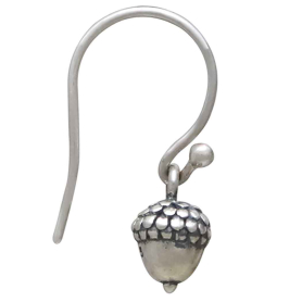 Sterling Silver Acorn Dangle Earrings Side View