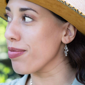 Sterling Silver Cherry Blossoms Dangle Earrings on model