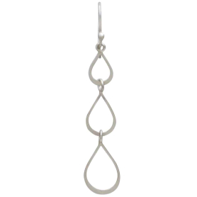 Sterling Silver Teardrop Link Dangle Earrings Front View
