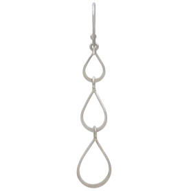 Sterling Silver Teardrop Link Dangle Earrings Back View
