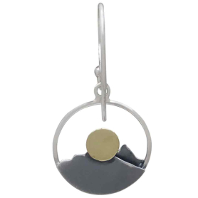 Silver Circle Mountain Earrings with Bronze Sun Back View
