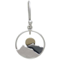 Silver Circle Mountain Earrings with Bronze Sun Front View