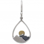 Silver Mountain Teardrop Earrings with Bronze Sun 35x15mm
