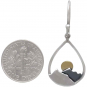 Silver Mountain Teardrop Earrings with Bronze Sun 35x15mm