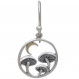 Silver Mushroom Dangle Earrings with Bronze Moon 28x15mm
