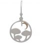 Silver Mushroom Dangle Earrings with Bronze Moon 28x15mm