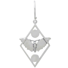 Sterling Silver Geometric Moth Dangle Earrings Back View