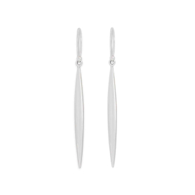 Sterling Silver Long Pod Dangle Earrings 54x4mm