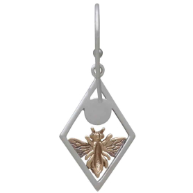 Mixed Metal Bee and Sun Dangle Earrings  Back View