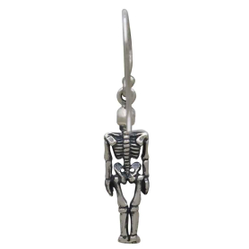 Sterling Silver 3D Skeleton Dangle Earrings Back View
