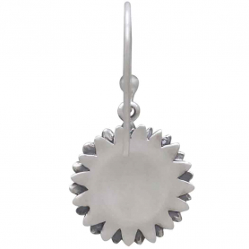 Silver Sunflower Dangle Earrings with Bronze Bee 29x15mm