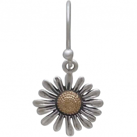Sterling Silver Daisy Earrings with Bronze 27x13m