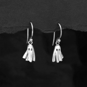 Sterling Silver 3D Ghost Dangle Earrings 25x8mm