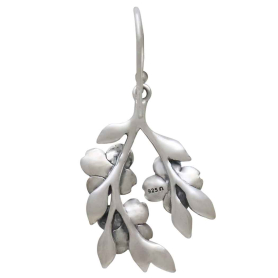 Sterling Silver Dogwood Flowers Dangle Earrings Back View