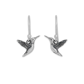 Sterling Silver Hummingbird Dangle Earrings 21x14mm