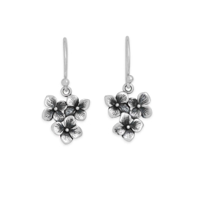 Sterling Silver Hydrangea Cluster Dangle Earrings 27x13mm