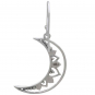 Sterling Silver Mandala Moon Dangle Earrings Back View